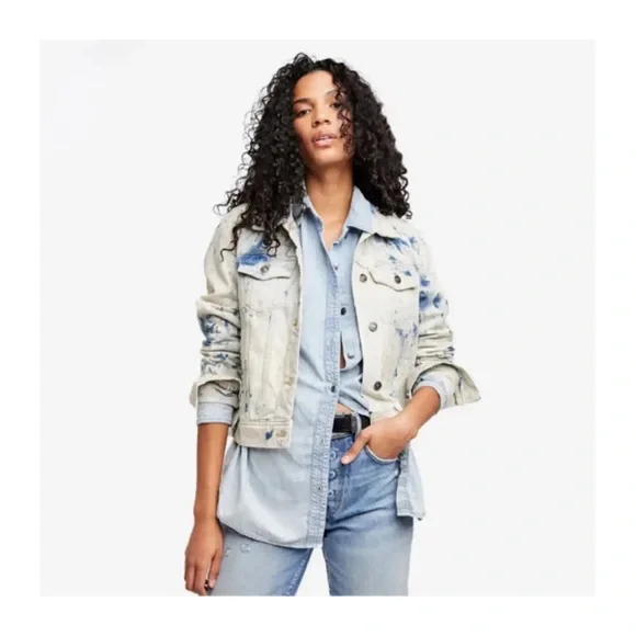 NWT! Free People Rumors Denim Jacket - Jones Tie Dye Blue - Size Small - Picture 3 of 7